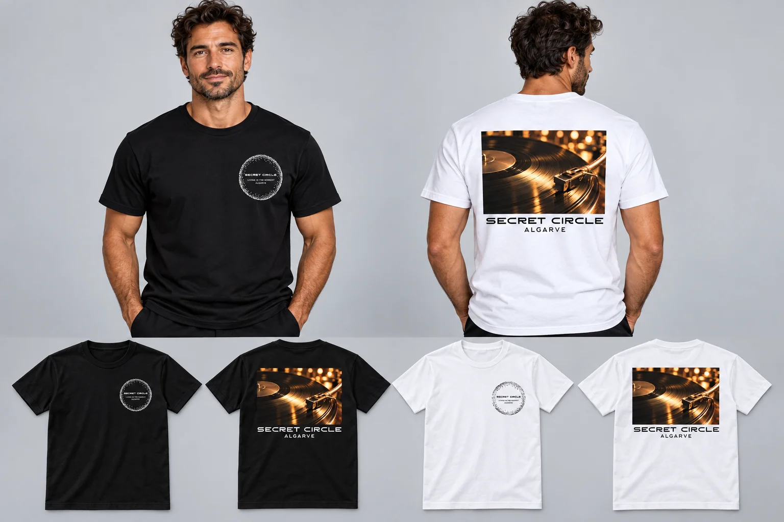 Secret Circle vinyl T-shirts, front and back